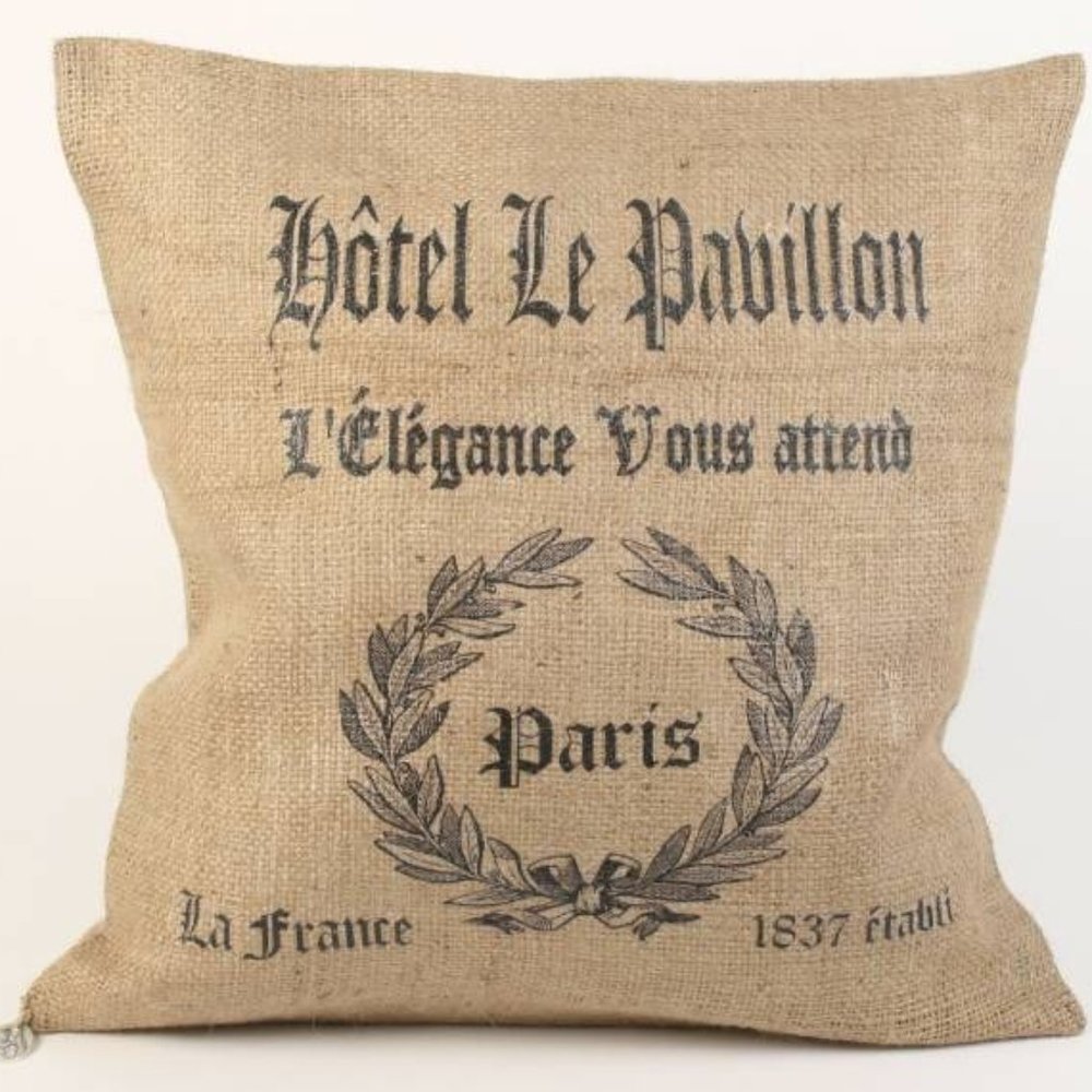 Vintage French Burlap Pillow Cover Set of 3